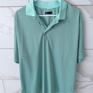 PGA Tour Mint Green Striped Polo Shirt